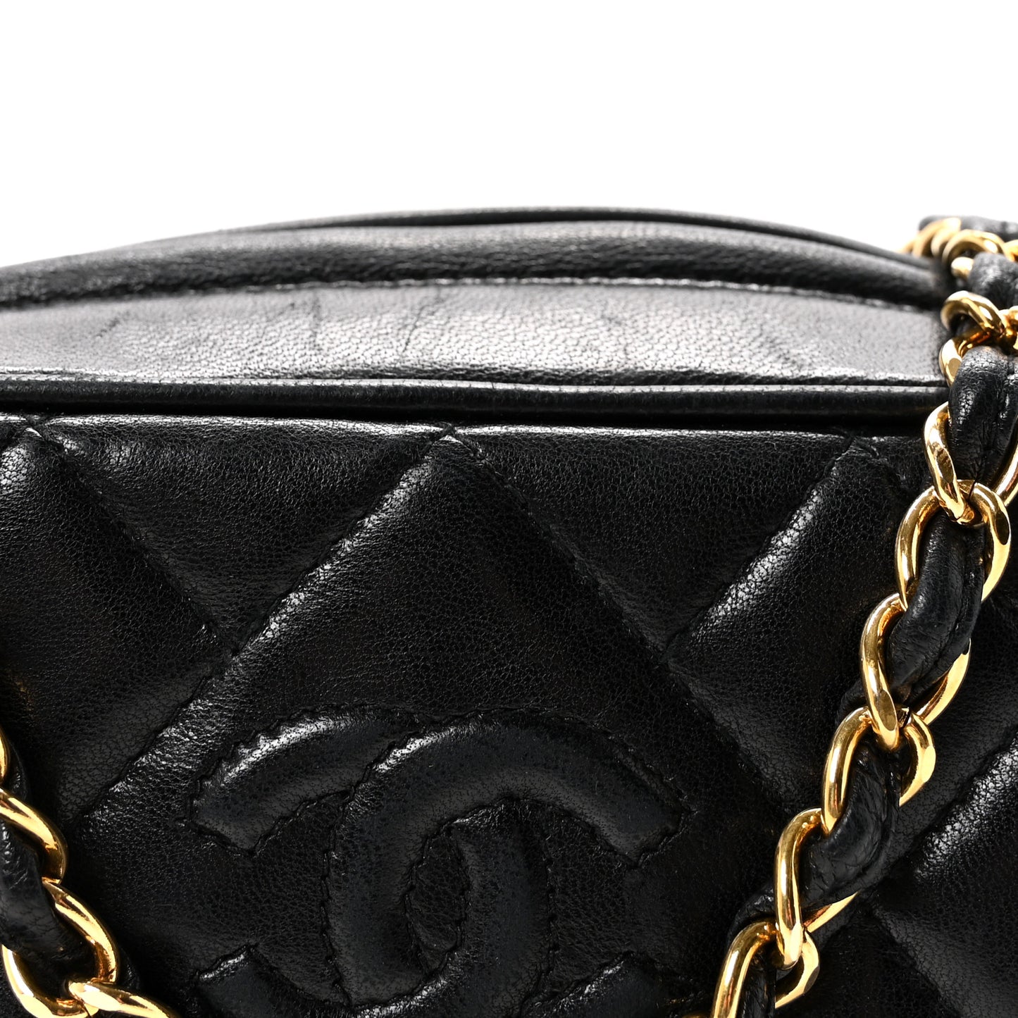 Lambskin Quilted Tassel Camera Case Black Black