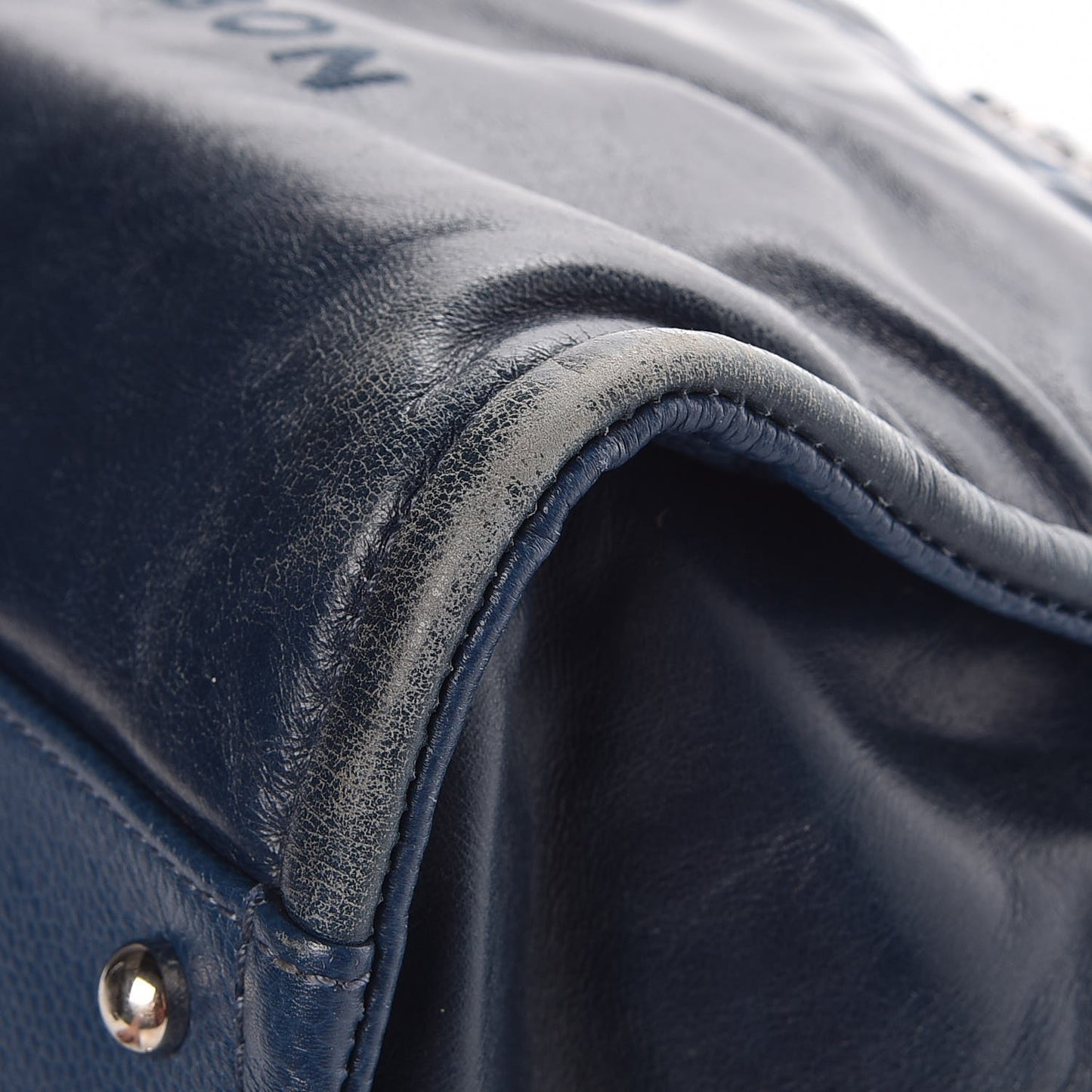 Glazed Calfskin Small Deauville Tote Blue