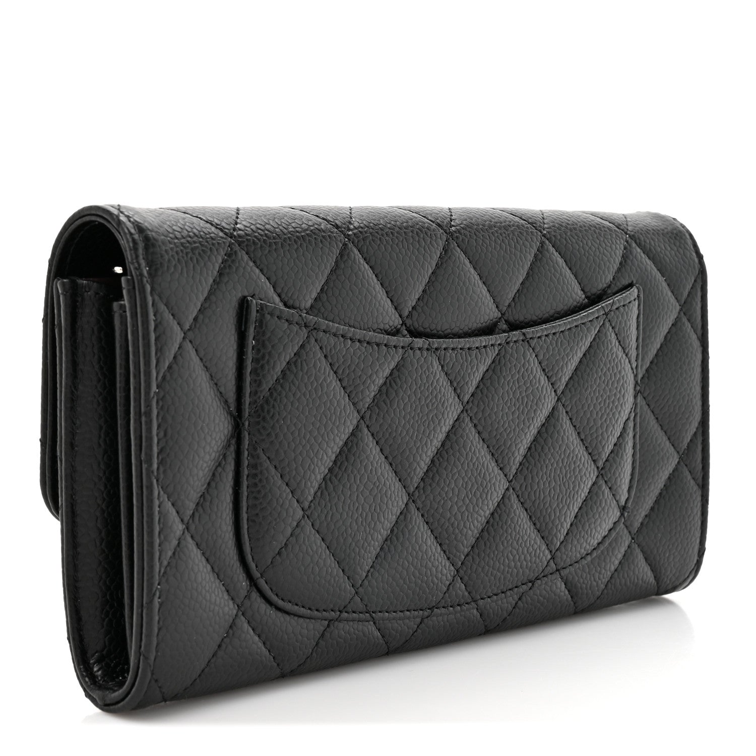 Chanel Caviar Quilted Large Gusset Flap Wallet Black 3 of 9