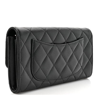Chanel Caviar Quilted Large Gusset Flap Wallet Black 3 of 9