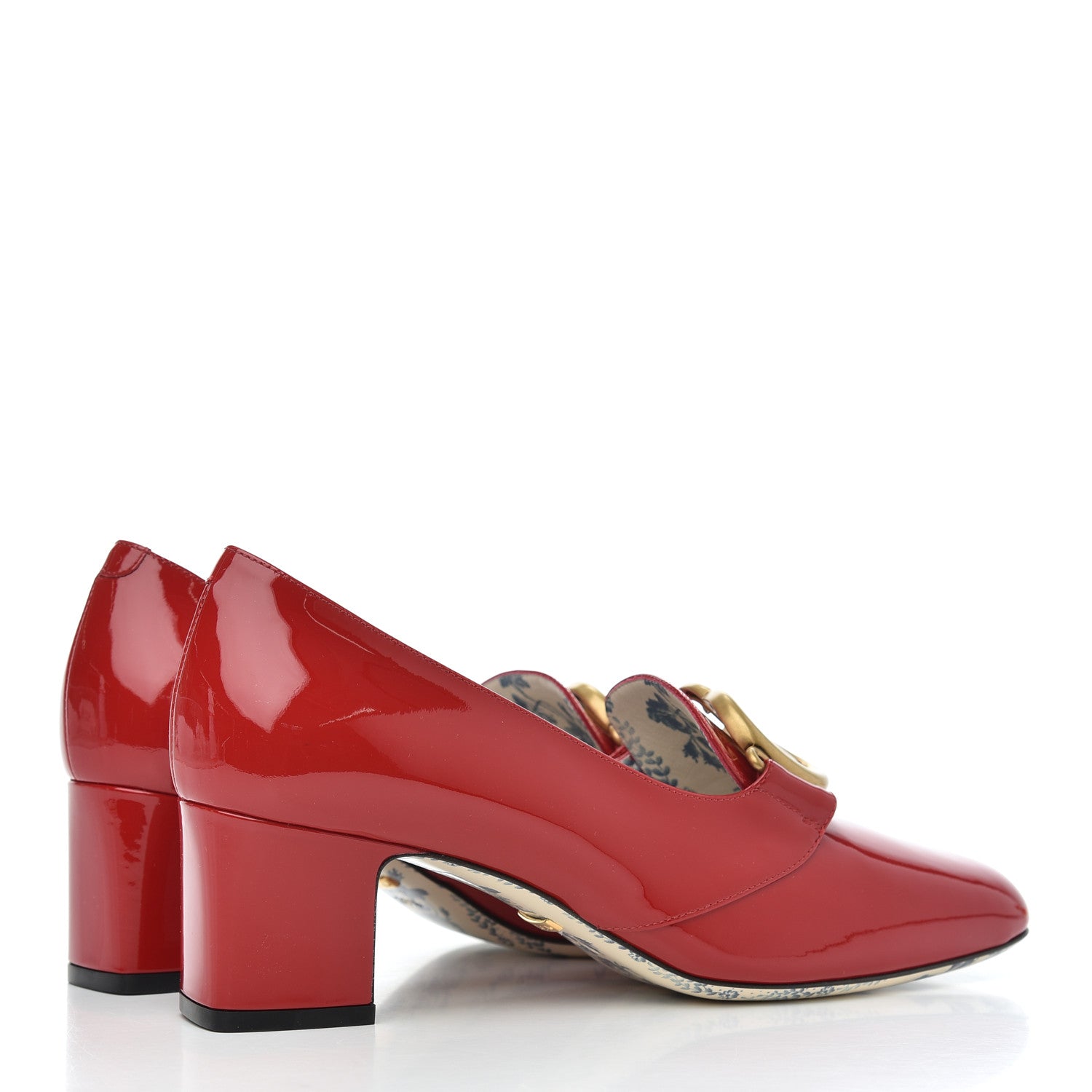 Gucci Vernice GG Victoire 55mm Loafer Pumps 38.5 Hibiscus Red 4 of 9
