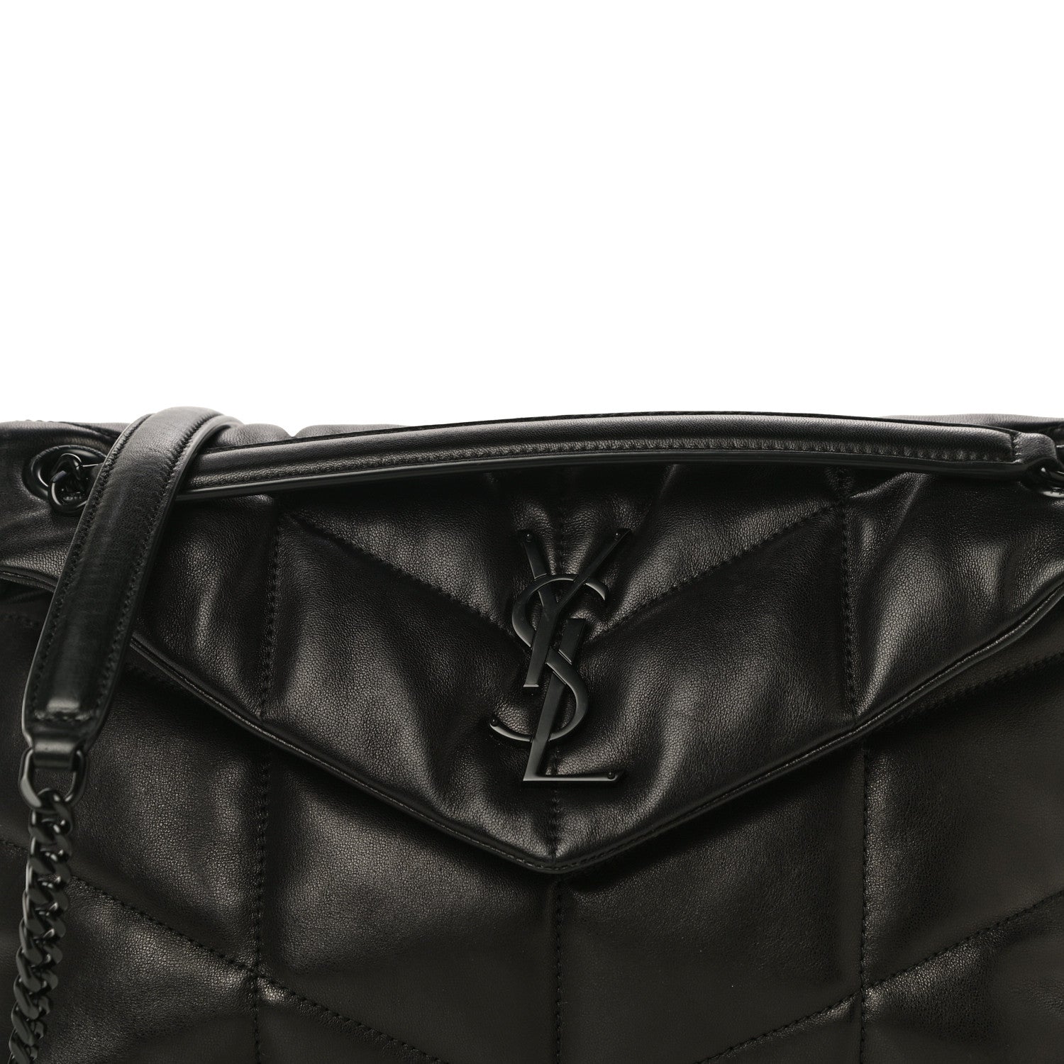 Saint Laurent Lambskin Quilted Small Loulou Puffer Monogram Chain Satchel Black 9 of 14