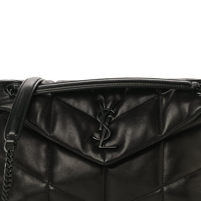 Saint Laurent Lambskin Quilted Small Loulou Puffer Monogram Chain Satchel Black 9 of 14