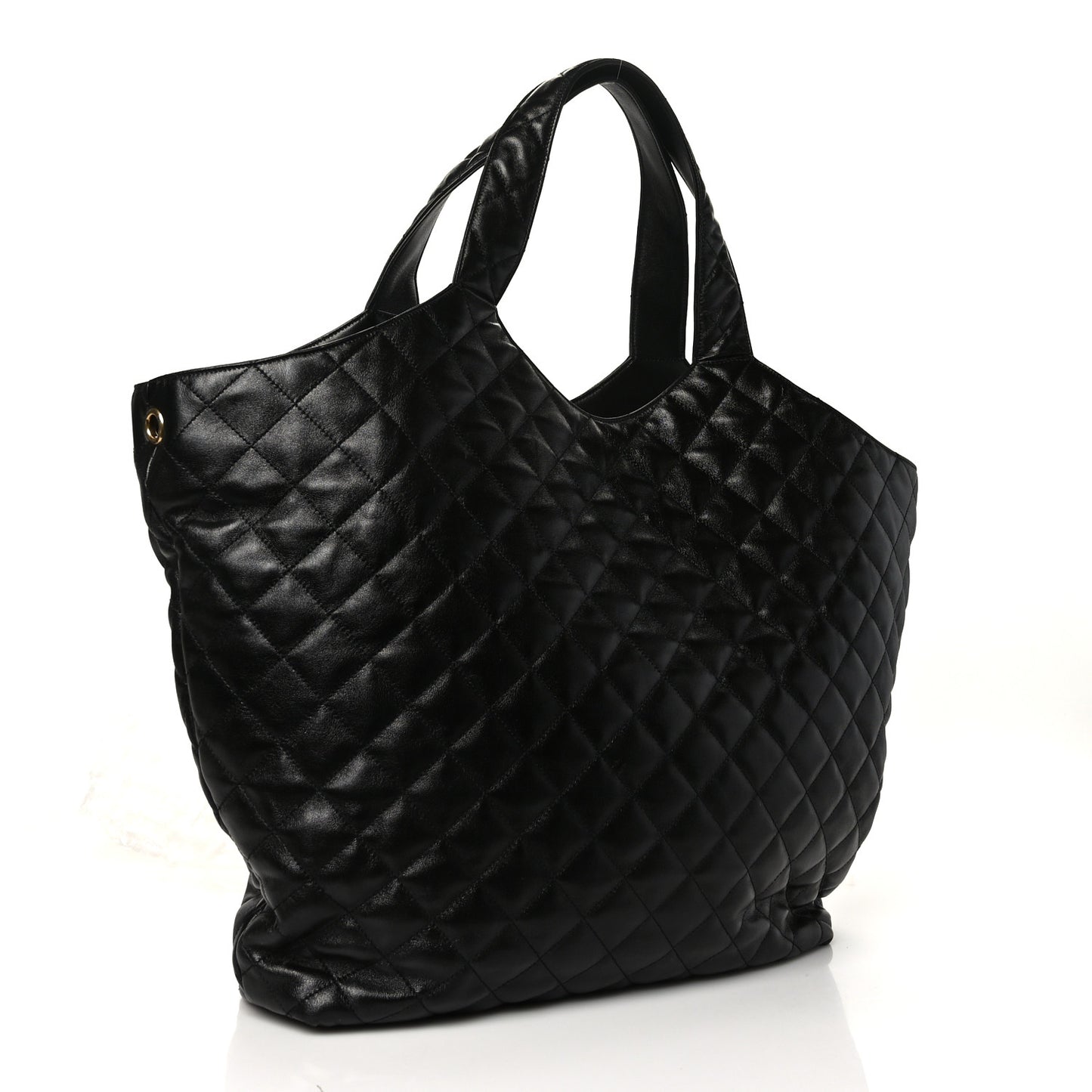 Lambskin Quilted Maxi Icare Shopping Tote Black