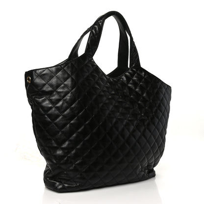 Saint Laurent Lambskin Quilted Maxi Icare Shopping Tote Black 4 of 10
