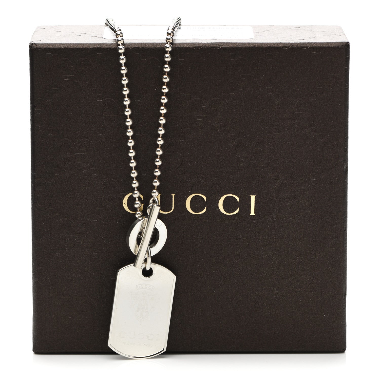 Gucci Sterling Silver Crest Dog Tag Toggle Necklace 5 of 5