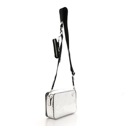Prada Spazzolato Embossed Small Brique Crossbody Bag Argento 3 of 10