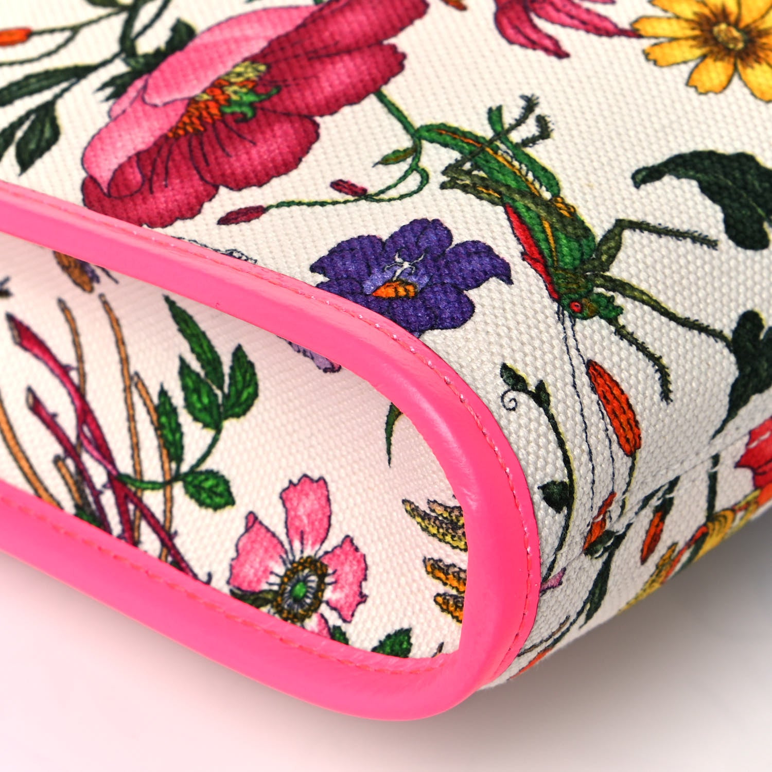 Gucci Canvas Flora Large Rajah Chain Tote White Multicolor Fuxia Fluo 12 of 13