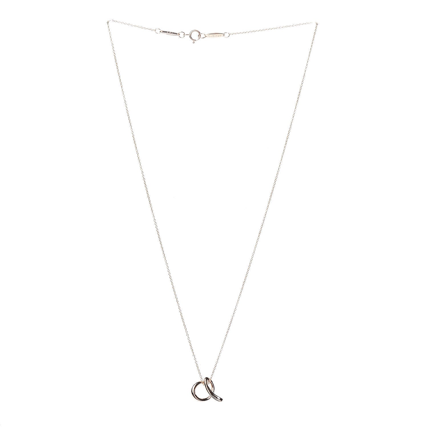Tiffany 18K Rose Gold Elsa Peretti Letter "A" Pendant Necklace 3 of 9