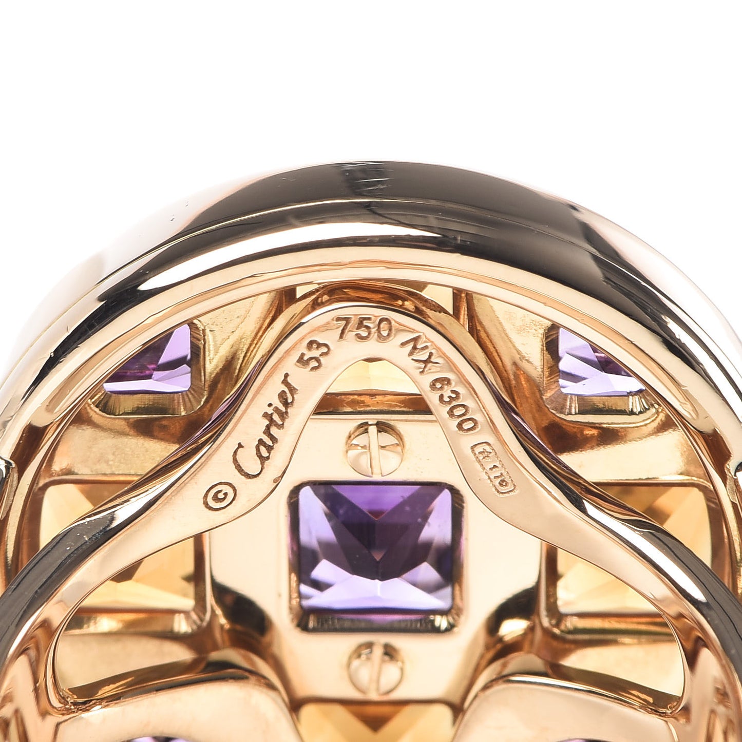 18K Yellow Gold Citrine Amethyst Pasha de Ring 53 6.25