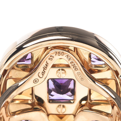 Cartier 18K Yellow Gold Citrine Amethyst Pasha de Ring 53 6.25 5 of 6