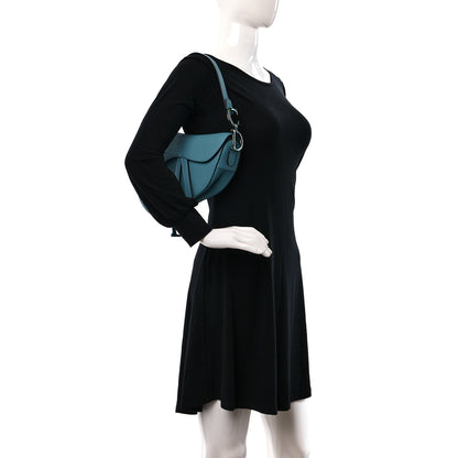 Christian Dior Grained Calfskin Saddle Bag Azure Blue 2 of 8