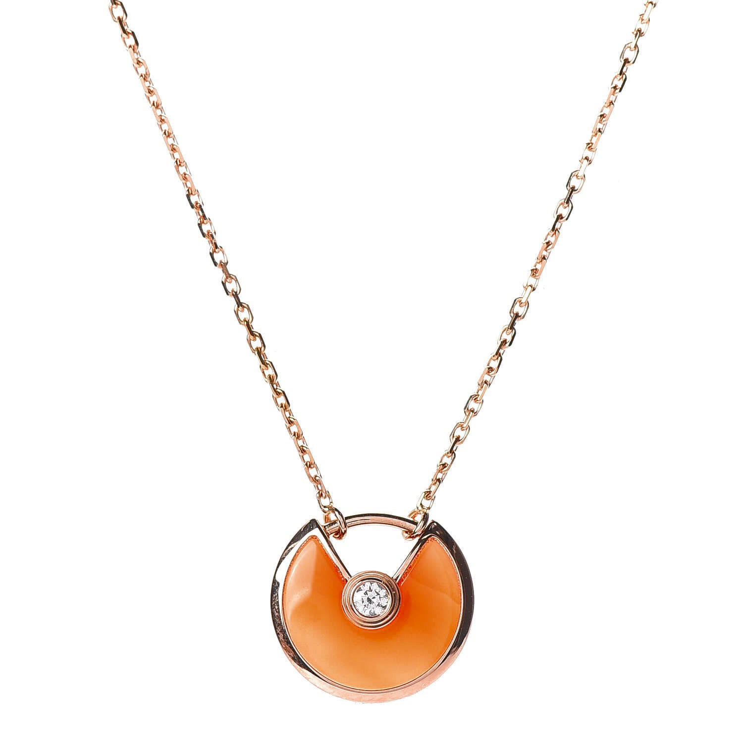 Cartier 18K Pink Gold Diamond Carnelian XS Amulette de Cartier Pendant Necklace 4 of 5
