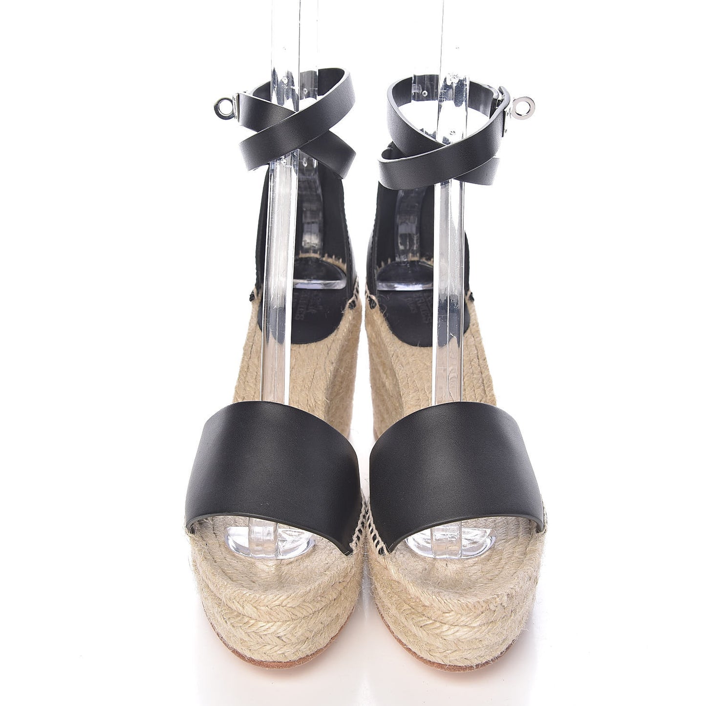 Calfskin Tivoli Espadrille Wedge Sandals 38 Black
