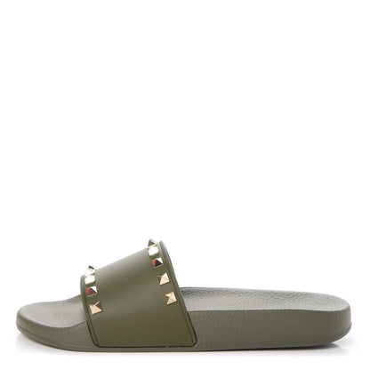 Valentino Garavani Rubber Rockstud Slide Sandals 40 Oasis 1 of 7