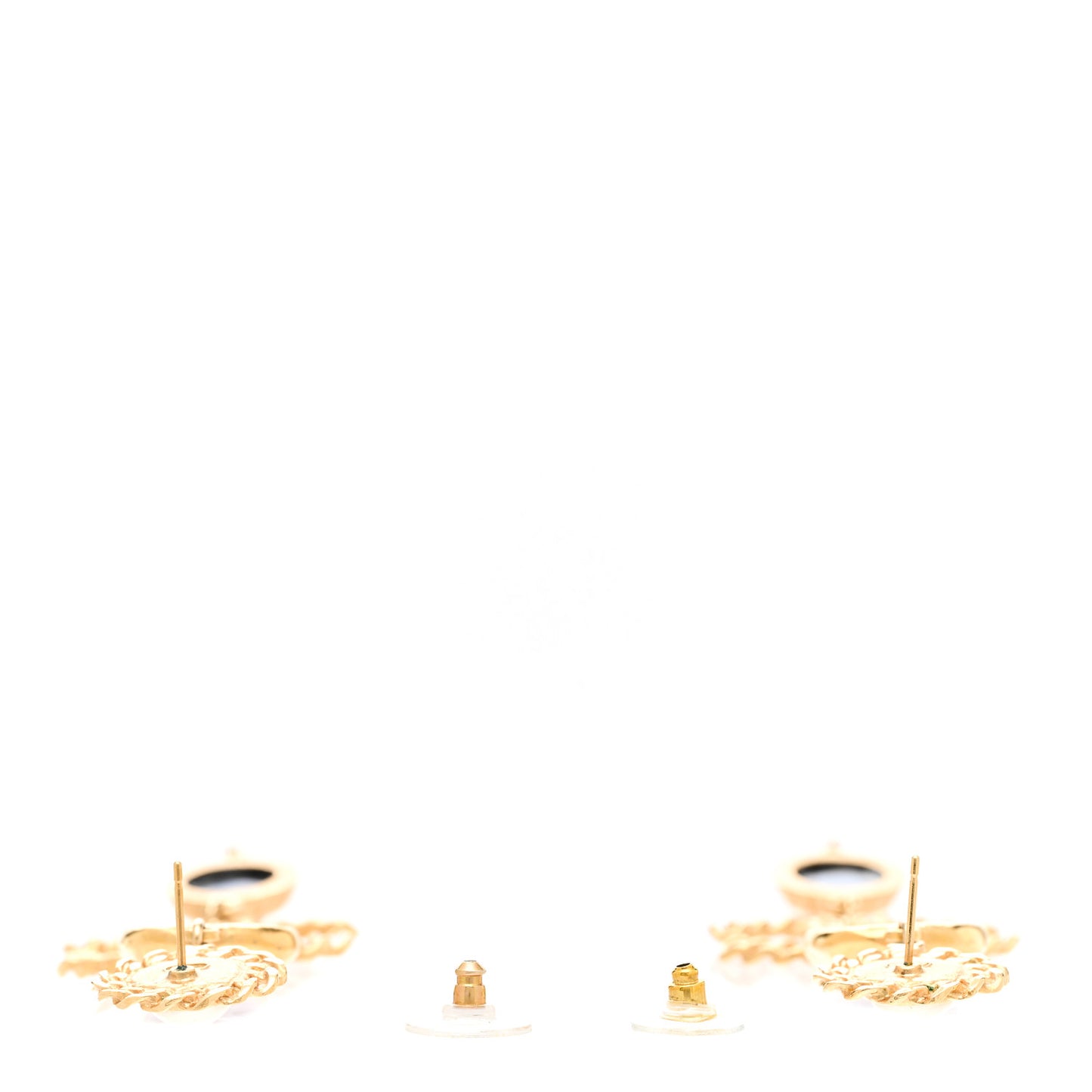 Pearl Gripoix CC Chain Drop Earrings Gold