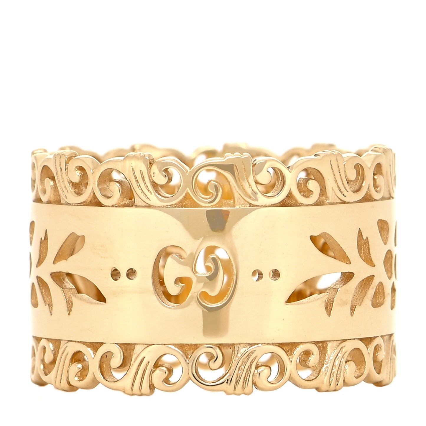 18K Yellow Gold Wide Icon Blooms Ring 58 8.25