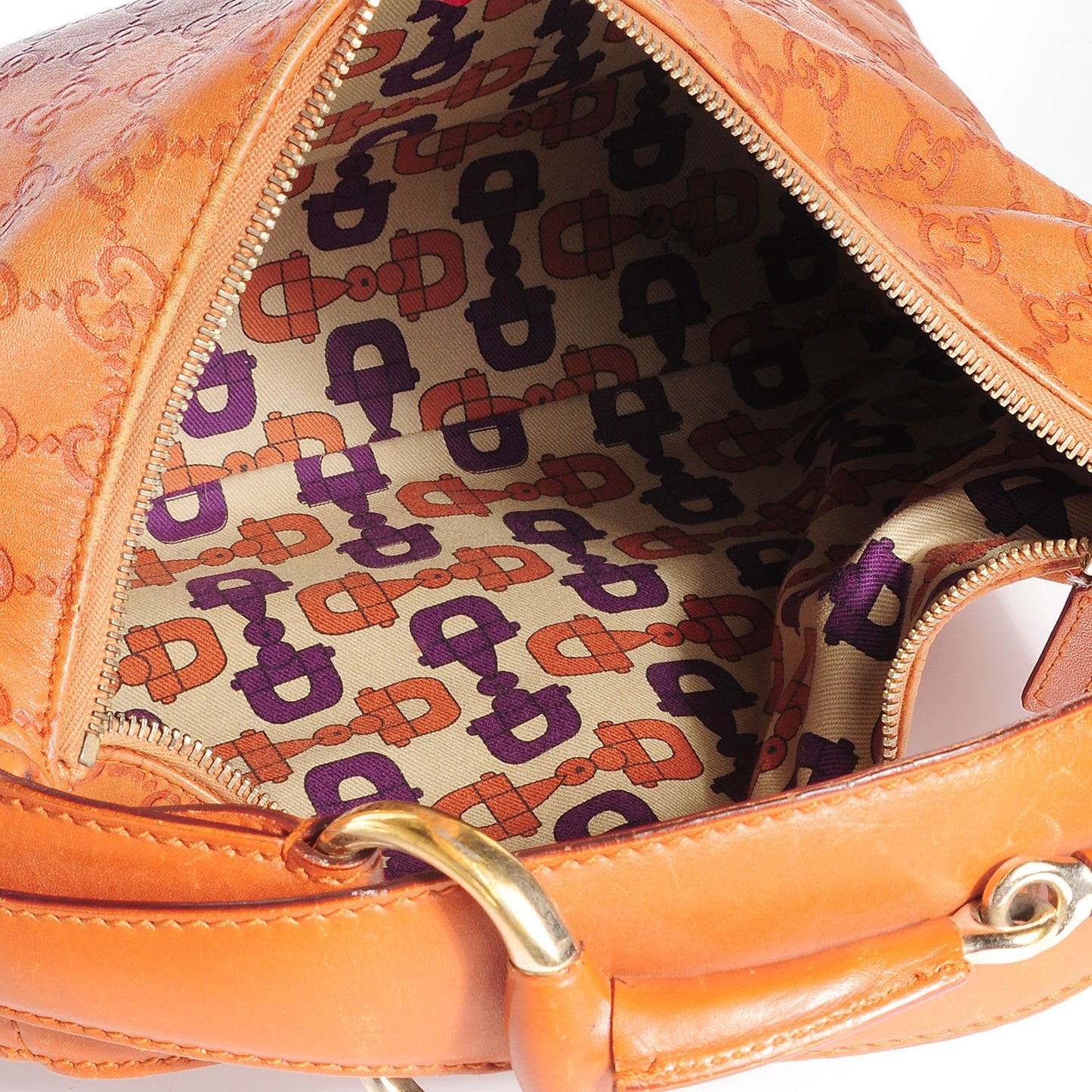 Guccissima Medium Horsebit Chain Hobo Saffron