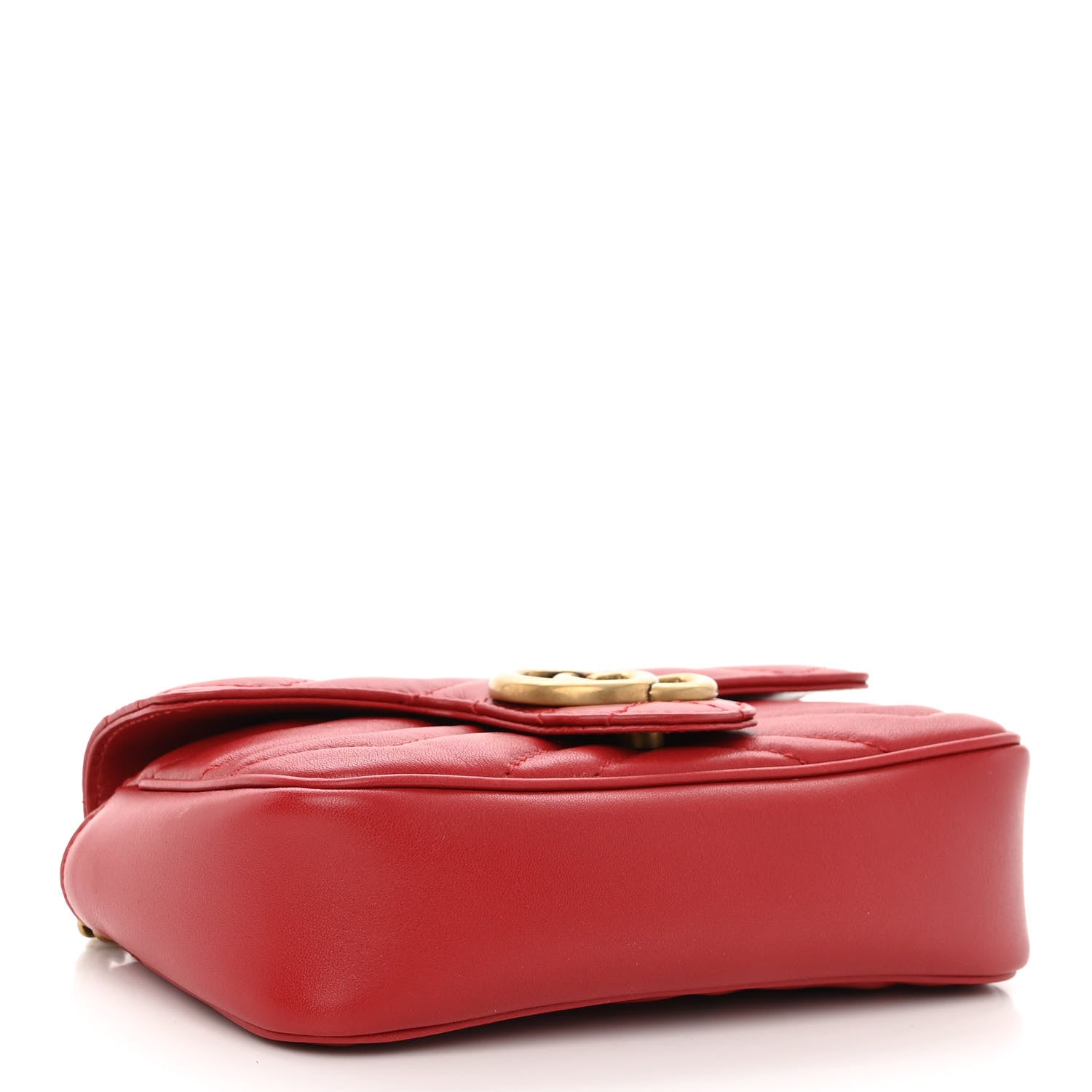 Gucci Calfskin Matelasse Super Mini GG Marmont Shoulder Bag Hibiscus Red 4 of 11