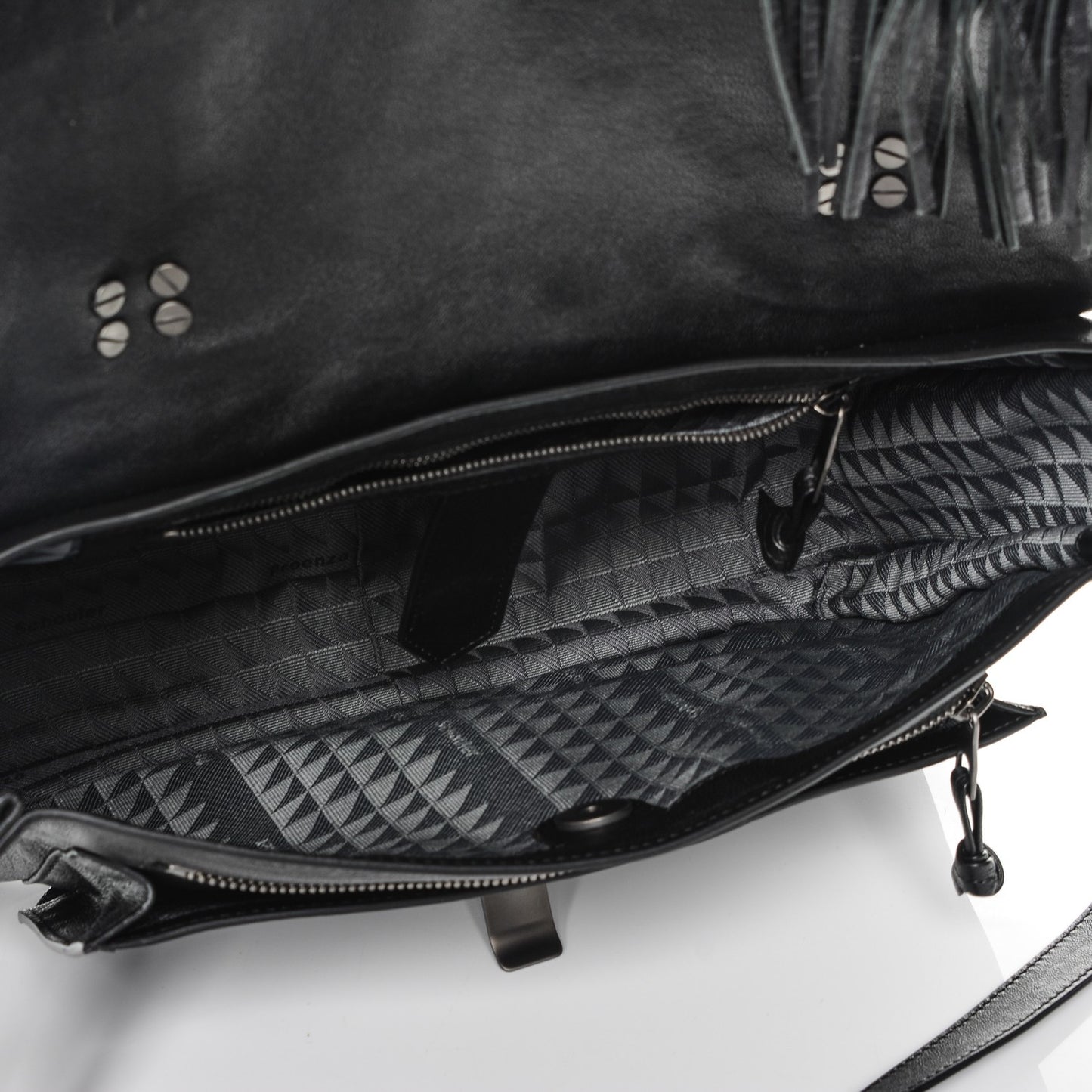 Lambskin Fringe Medium PS1 Satchel Black