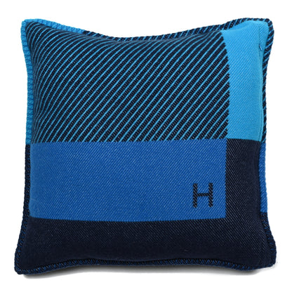 Hermes Wool Cashmere H Riviera Pillow Bleu Paon 1 of 3