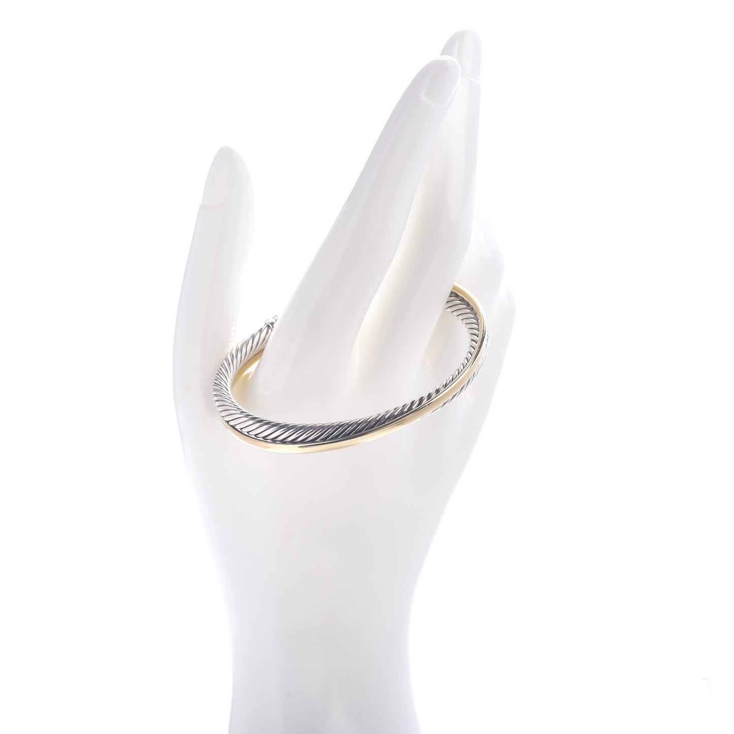 Sterling Silver 18K Yellow Gold 5mm Crossover Cuff Bracelet