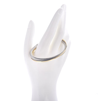 David Yurman Sterling Silver 18K Yellow Gold 5mm Crossover Cuff Bracelet 2 of 4