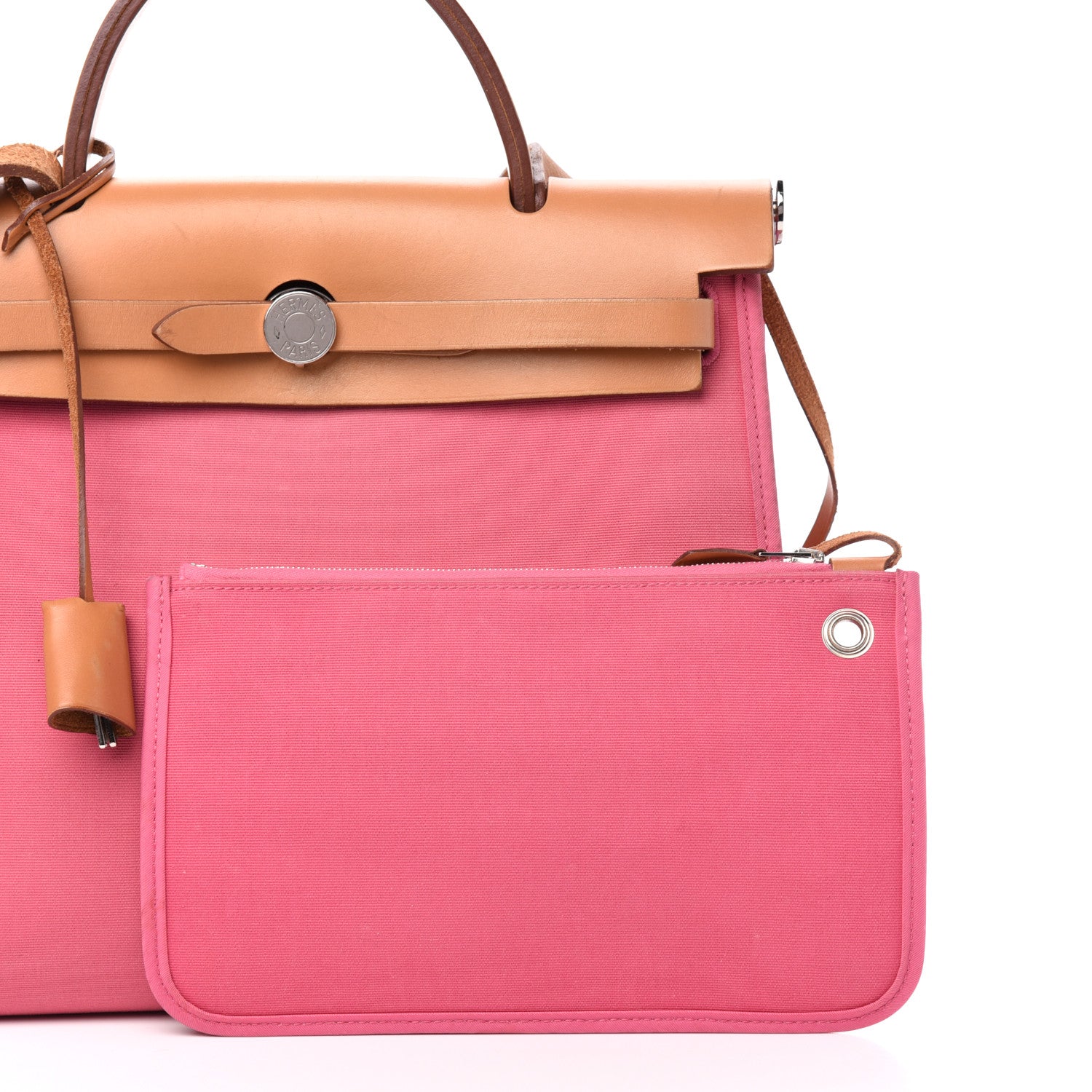Hermes Vache Hunter Toile Herbag Zip 31 PM Rose Lipstick 14 of 16