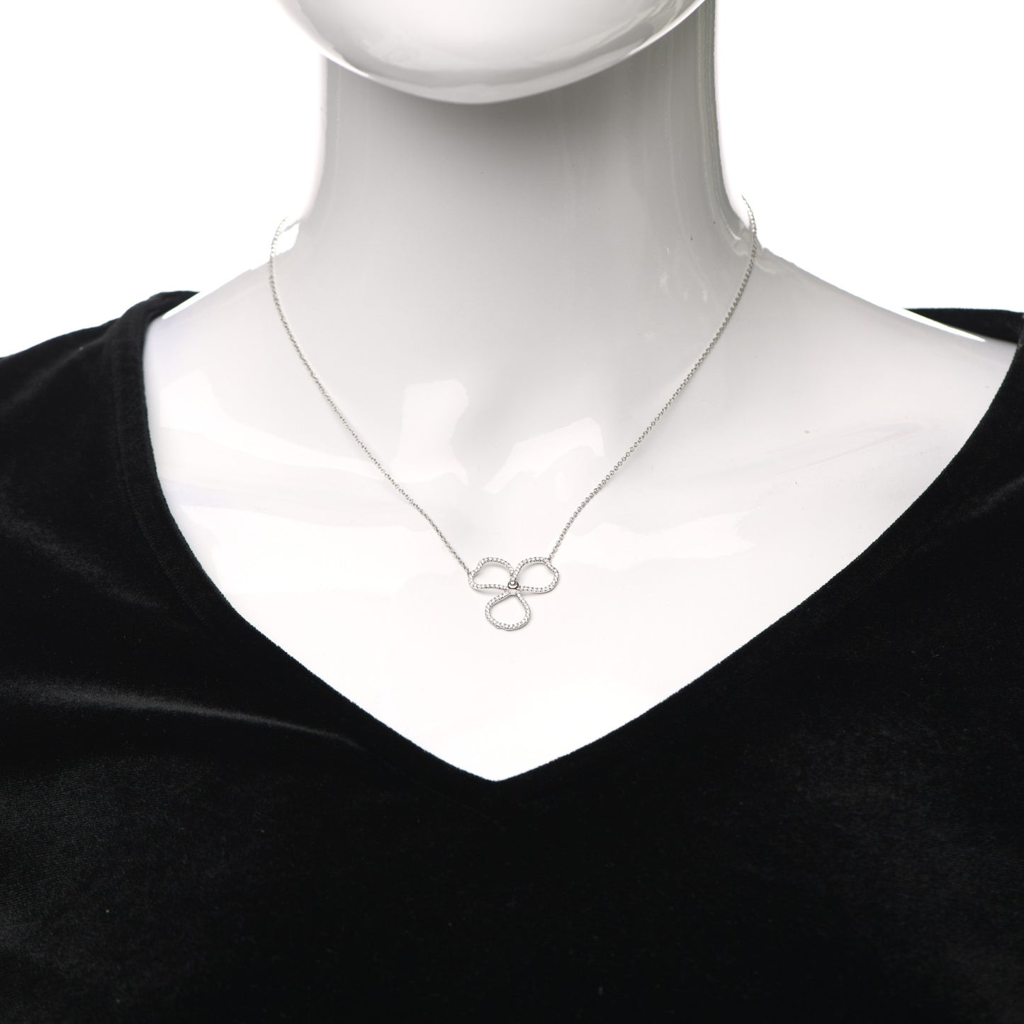 Platinum Diamond Large Paper Flowers Pendant Necklace