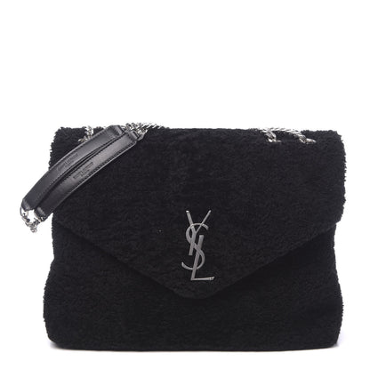 Saint Laurent Shearling Monogram Medium Loulou Shoulder Bag Black 1 of 9
