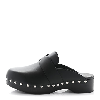 Hermes Calfskin Calya Mules 36 Black 1 of 10