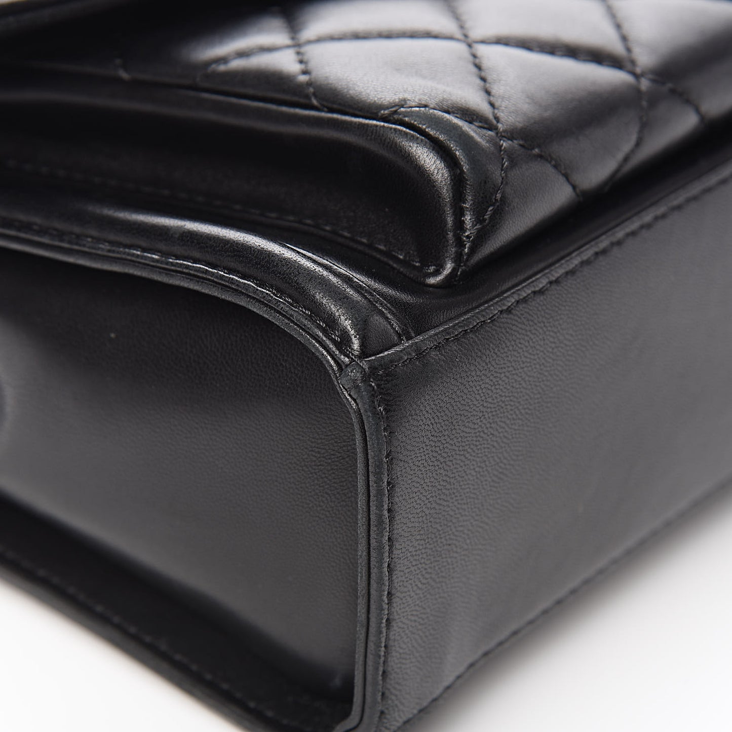 Lambskin Quilted Large Geometric Flap Black