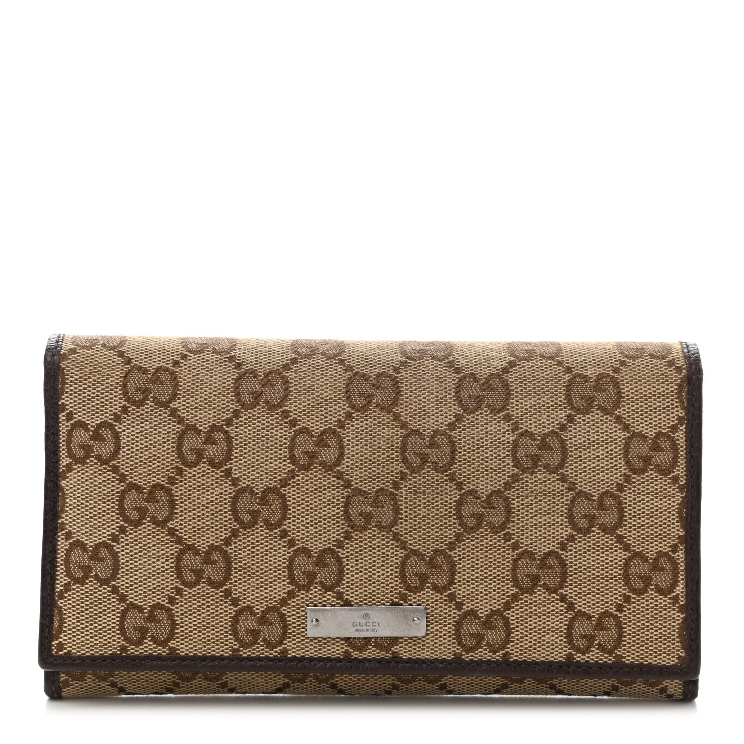 Gucci Monogram Metal Bar Continental Flap Wallet Brown 1 of 9