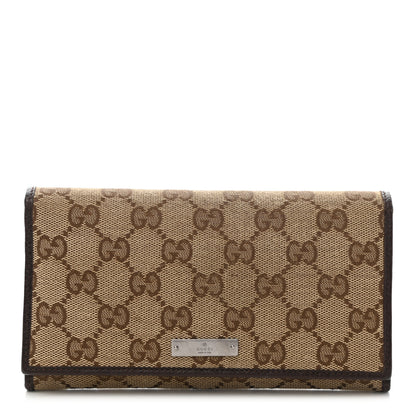 Gucci Monogram Metal Bar Continental Flap Wallet Brown 1 of 9