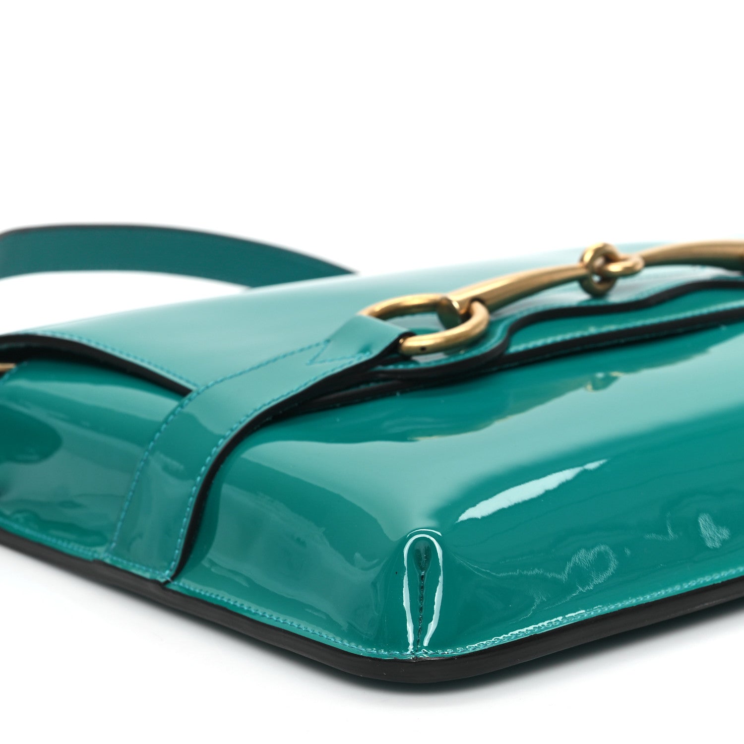 Gucci Patent Large Bright Bit Shoulder Bag Green 9 of 12