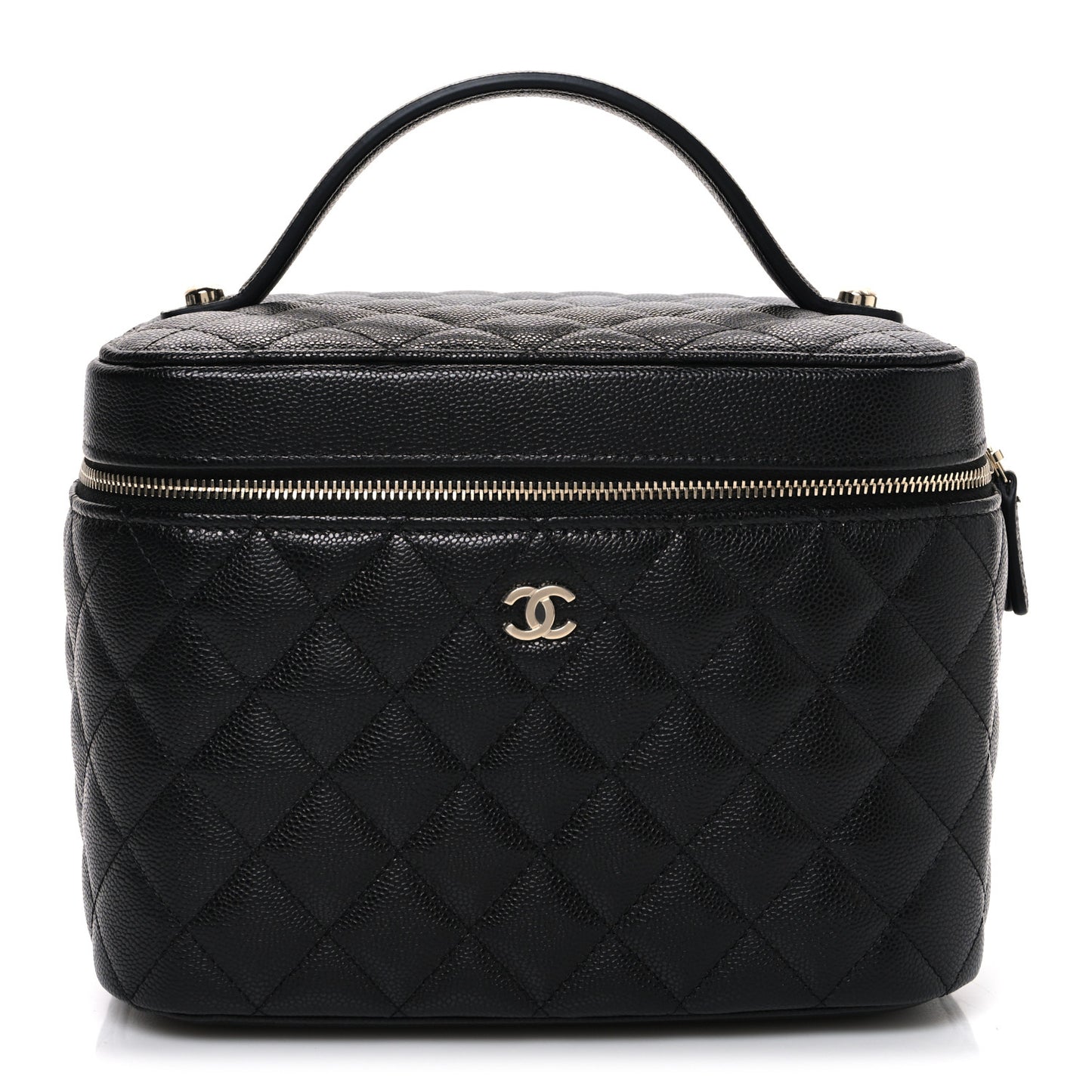 Caviar Quilted Large Vanity Pouch Black
