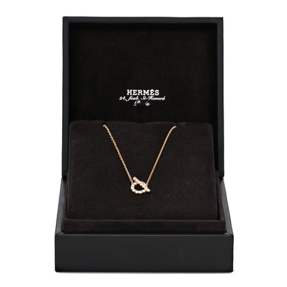 Hermes 18K Rose Gold Diamond Finesse Pendant Necklace 6 of 6