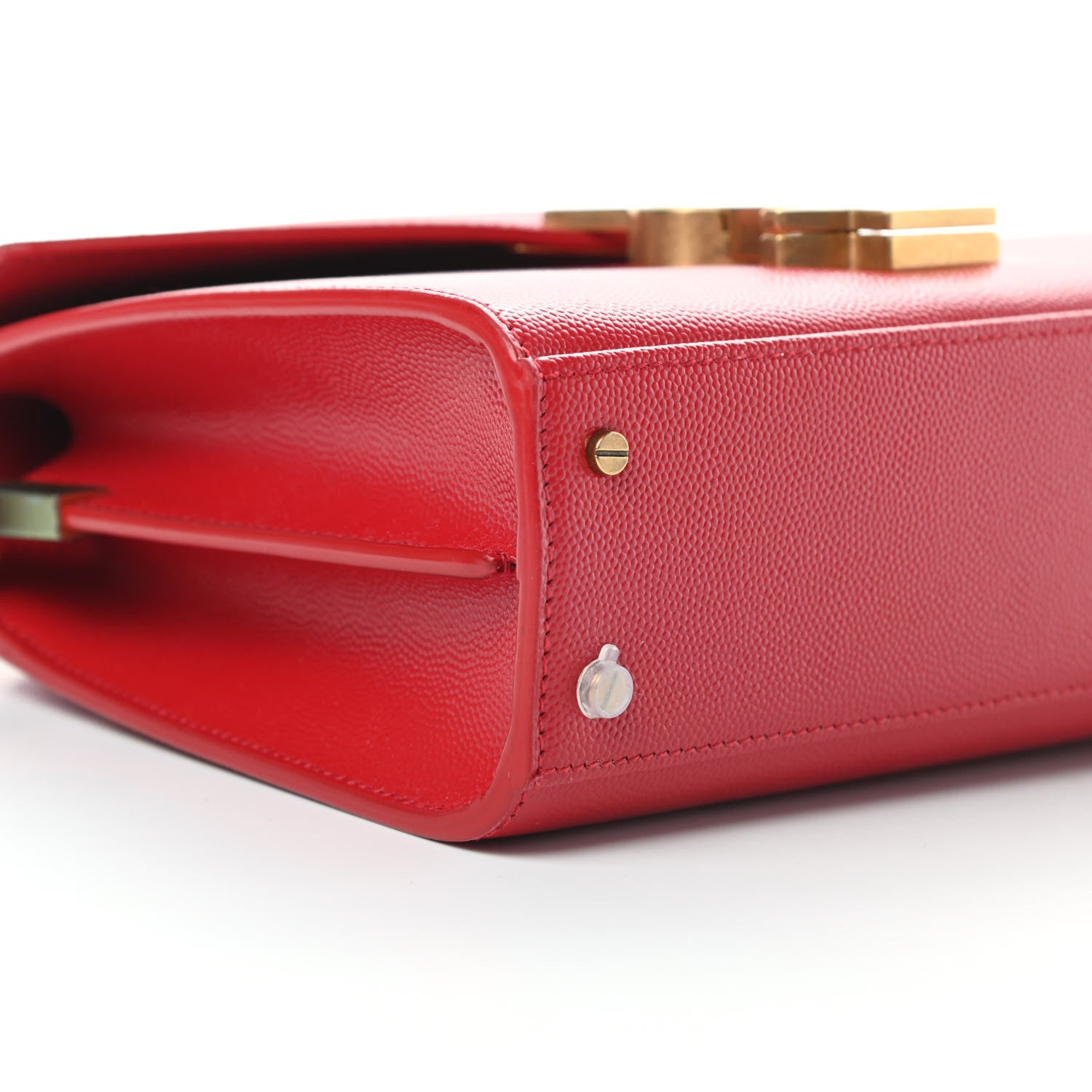 Saint Laurent Grain de Poudre Mini Classic Monogram Cassandra Top Handle Red 9 of 12