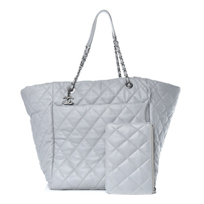 Chanel Lambskin Quilted Large Week End on Mars Tote Grey 1 of 10