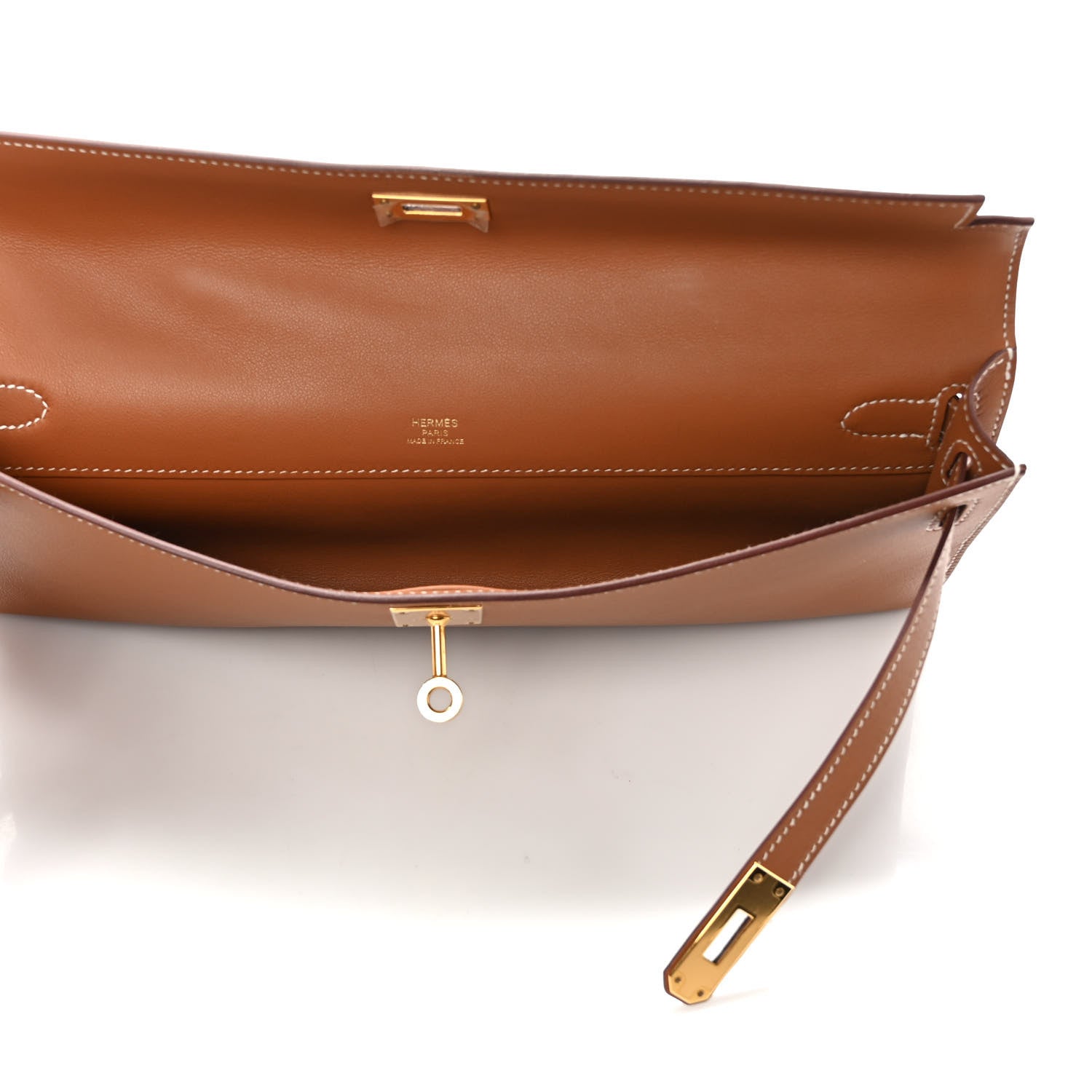 Hermes Swift Kelly Cut Clutch Pochette Gold 5 of 8