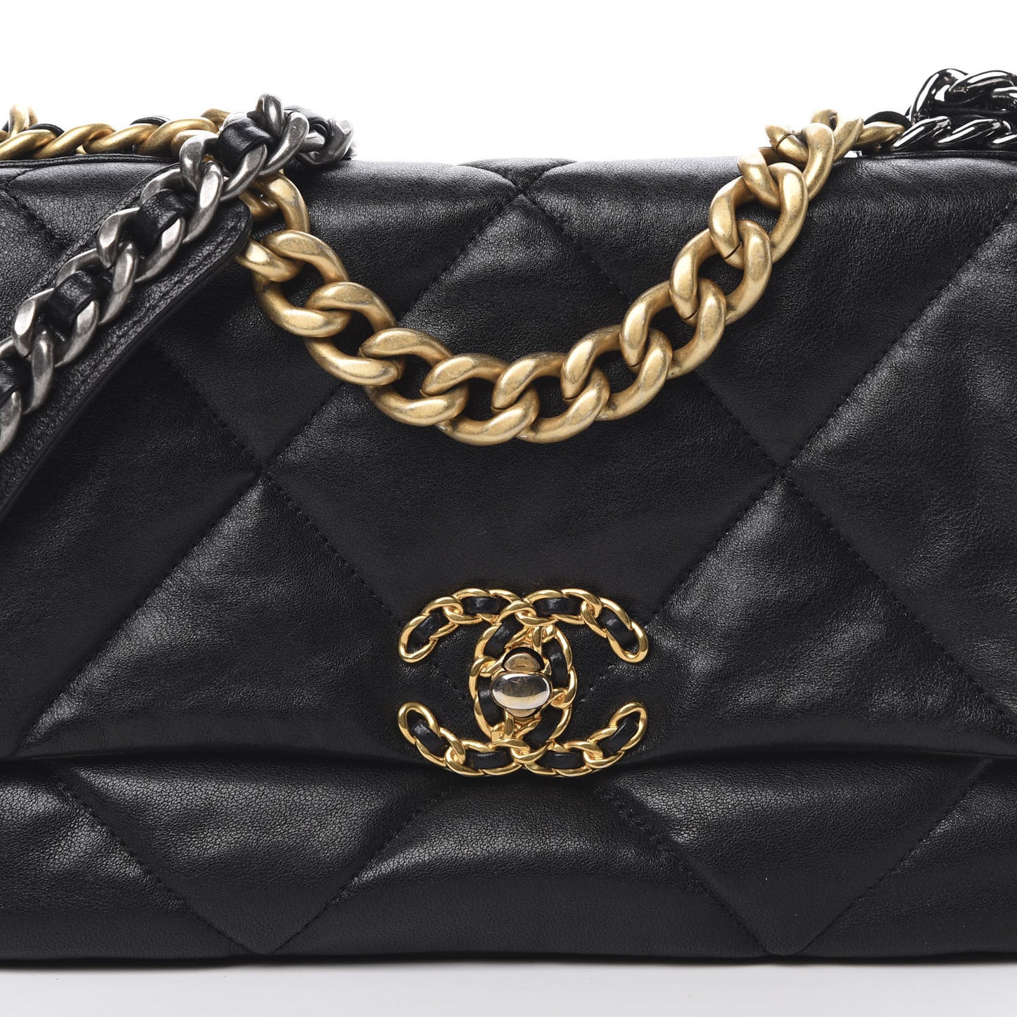 Lambskin Quilted Medium 19 Flap Black