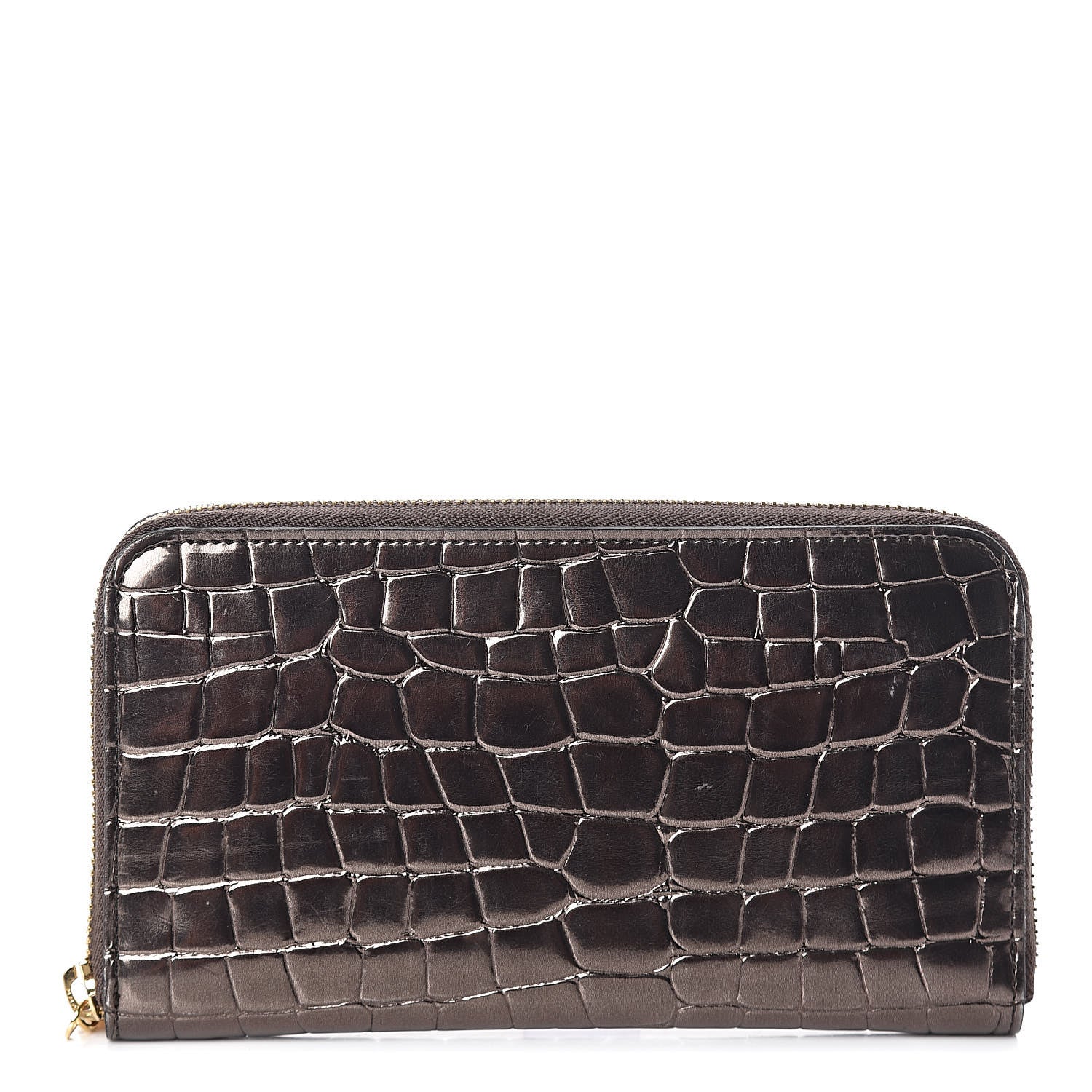 Stella McCartney Metallic Embossed Crocodile Effect Zip Around Wallet Brown 1 of 6