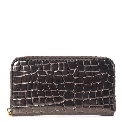 Stella McCartney Metallic Embossed Crocodile Effect Zip Around Wallet Brown 1 of 6