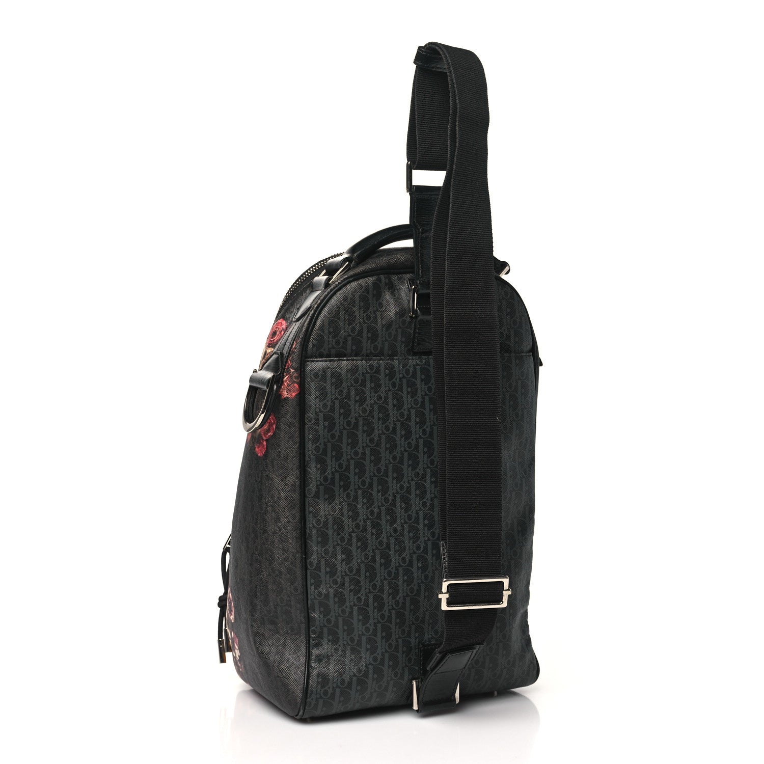 Christian Dior x Toru Kamei Coated Canvas Floral Skull Sling Backpack Grey Multicolor 3 of 10