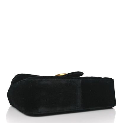 Gucci Velvet Matelasse Small GG Marmont Shoulder Bag Black 4 of 9
