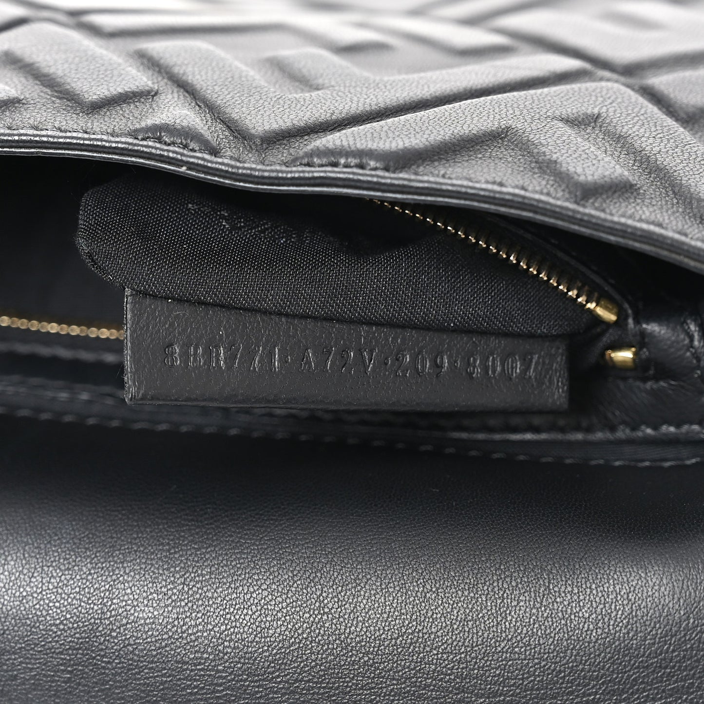 Nappa FF 1974 Embossed Large Baguette Black
