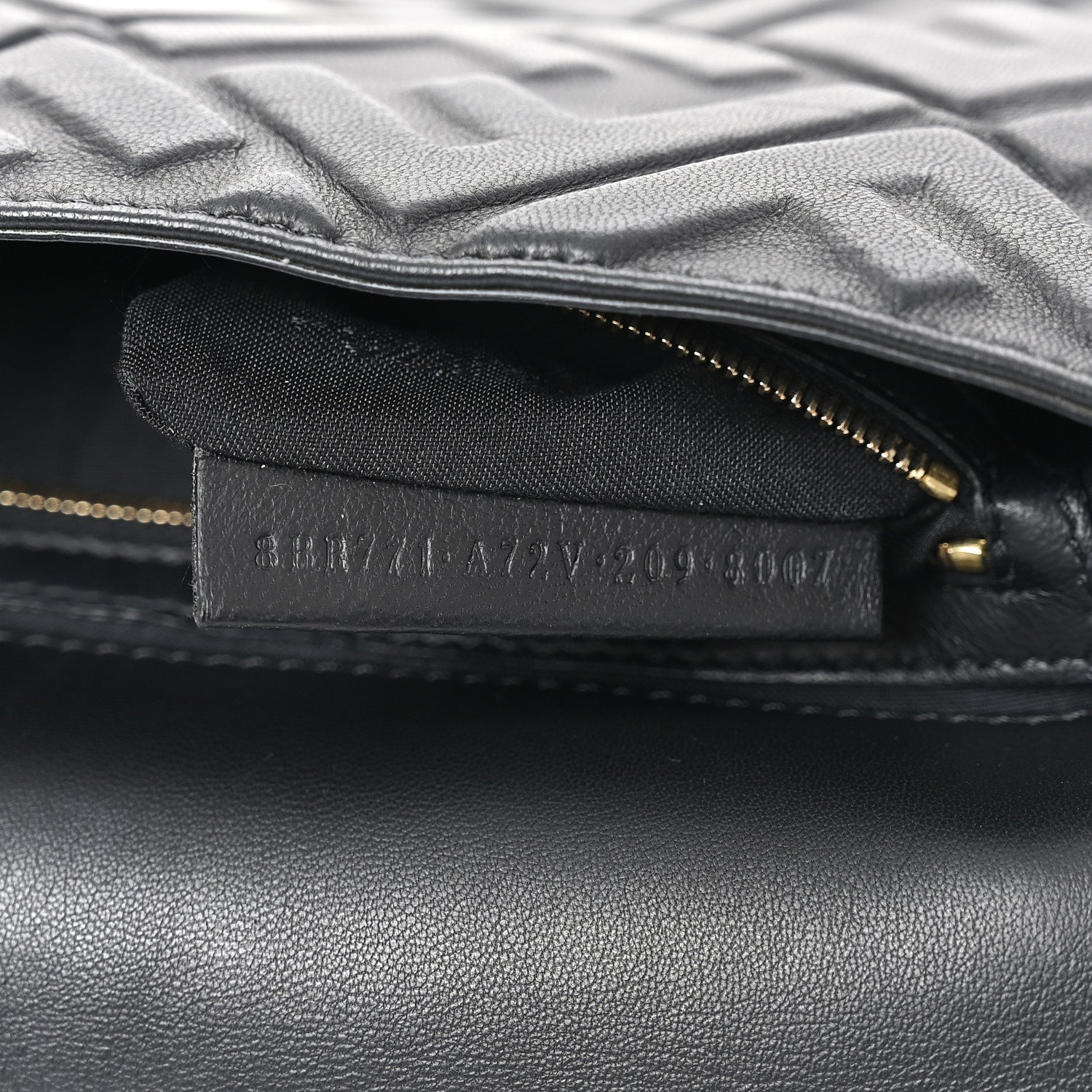 Fendi Nappa FF 1974 Embossed Large Baguette Black 7 of 10