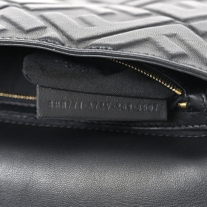 Fendi Nappa FF 1974 Embossed Large Baguette Black 7 of 10