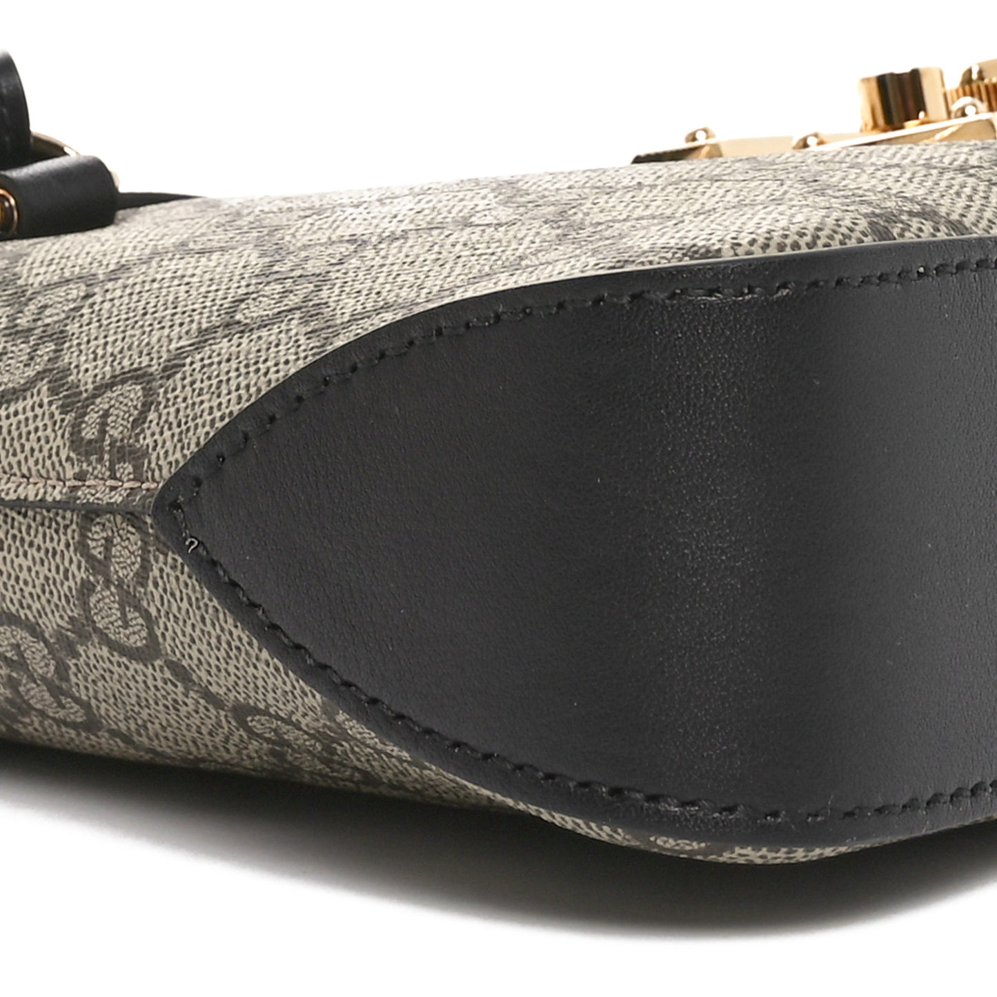 GG Supreme Monogram Calfskin Small Padlock Chain Shoulder Bag Beige Ebony Black