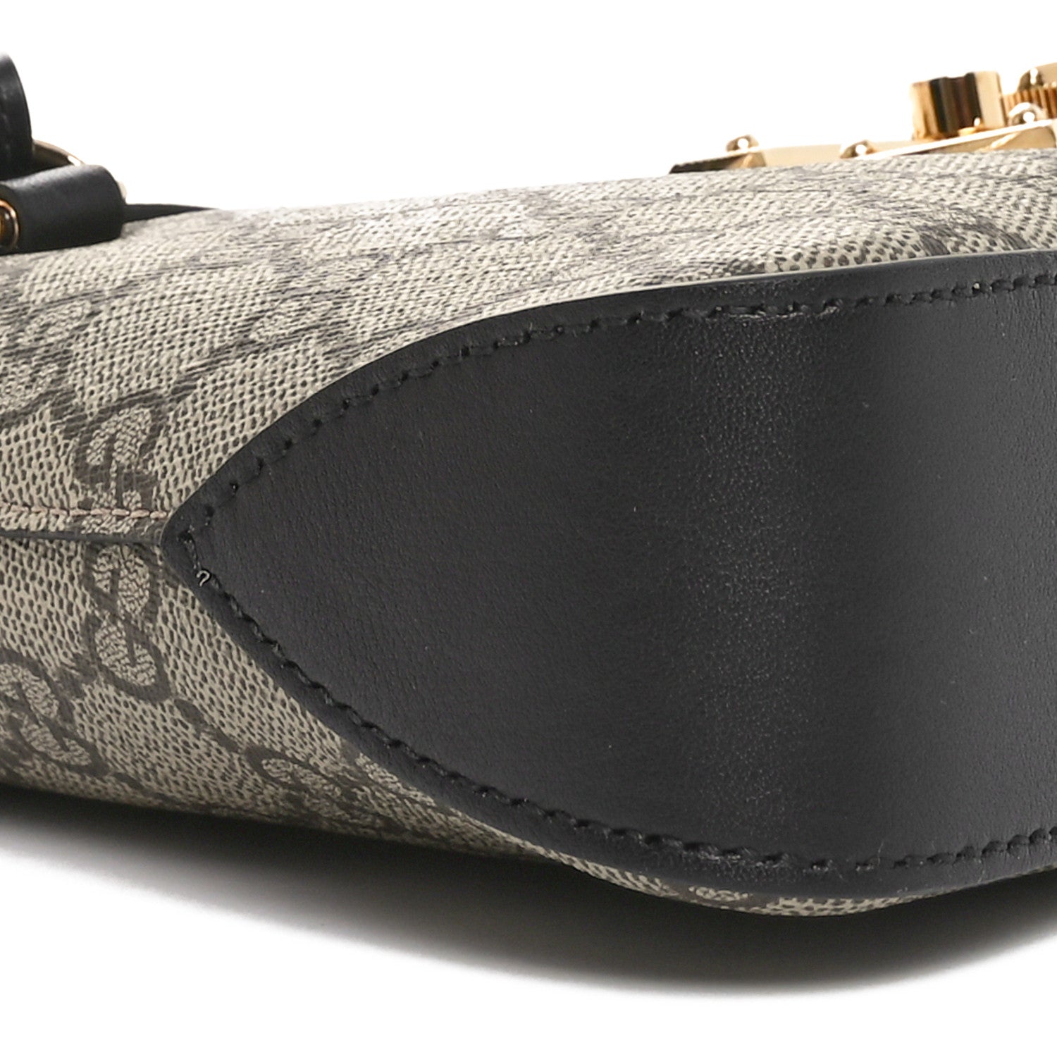 Gucci GG Supreme Monogram Calfskin Small Padlock Chain Shoulder Bag Beige Ebony Black 9 of 10